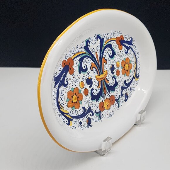 Decorative Nova Deruta Oval Platter Made In Italy Hand-Painted 10" - Picture 3 of 9